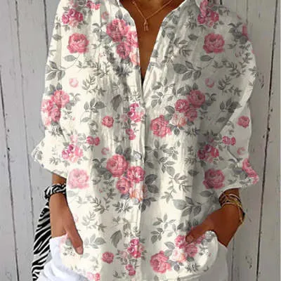 Women's European And American Fashionable Floral Pattern Printed 3D Shirt - Style 01