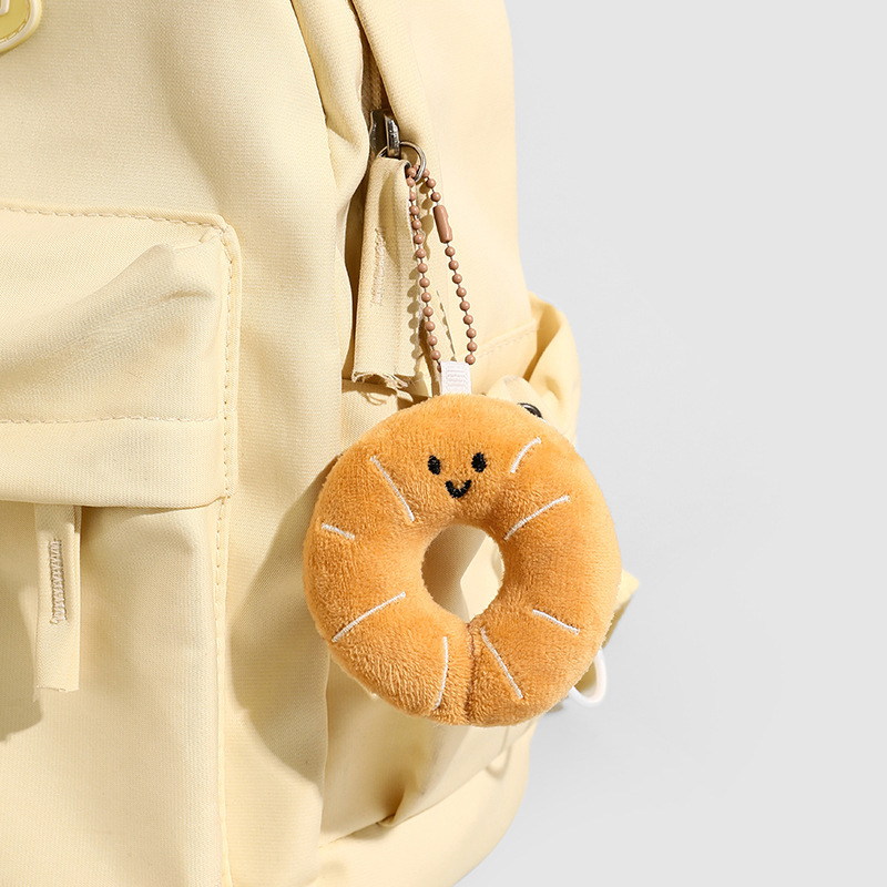Cute Bread Match Car Keychain Pendant Small Gift Plush Doll Schoolbag Pendant Chain