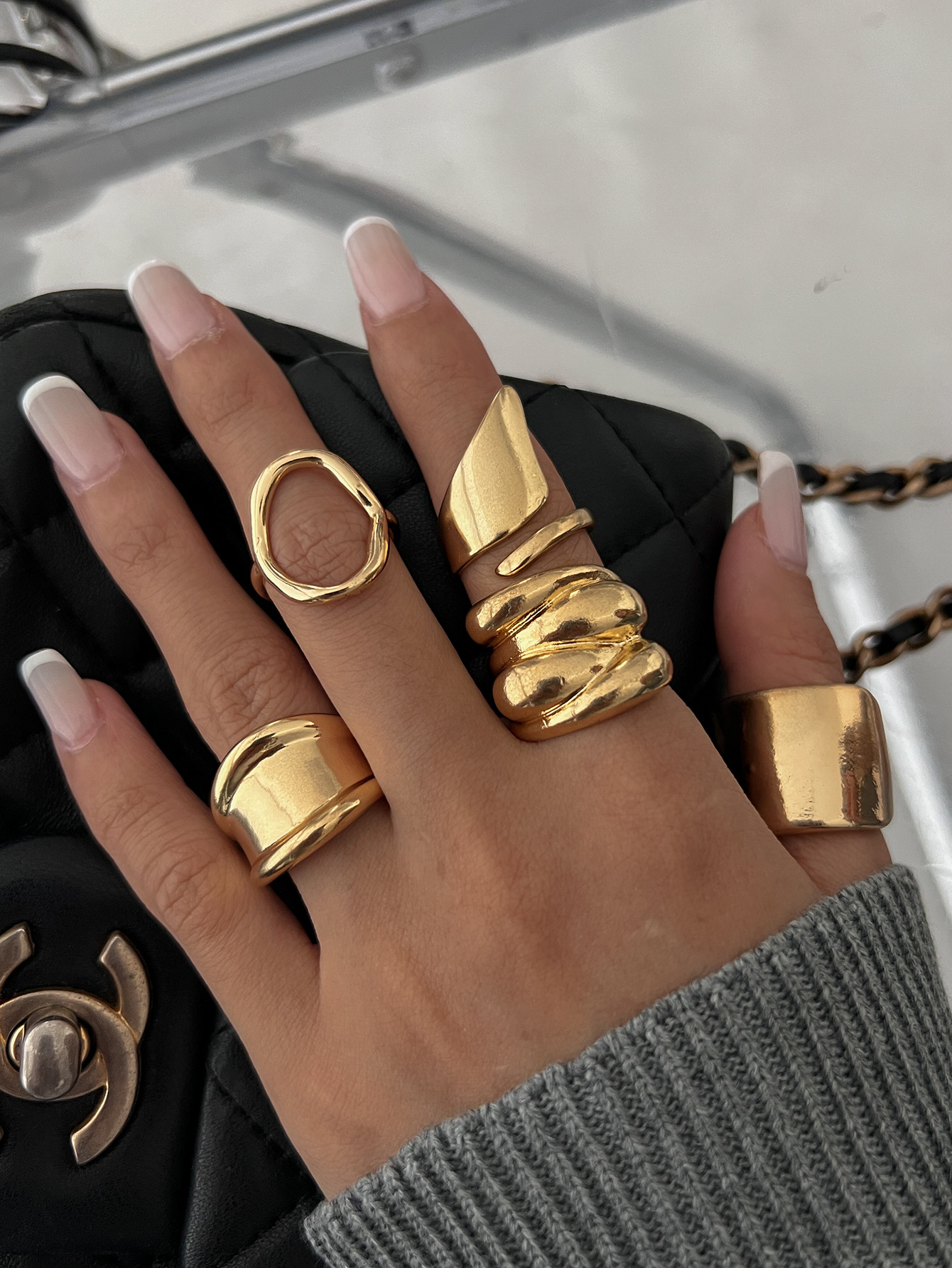 Ins Cold Wind Irregular Geometric Open Ring