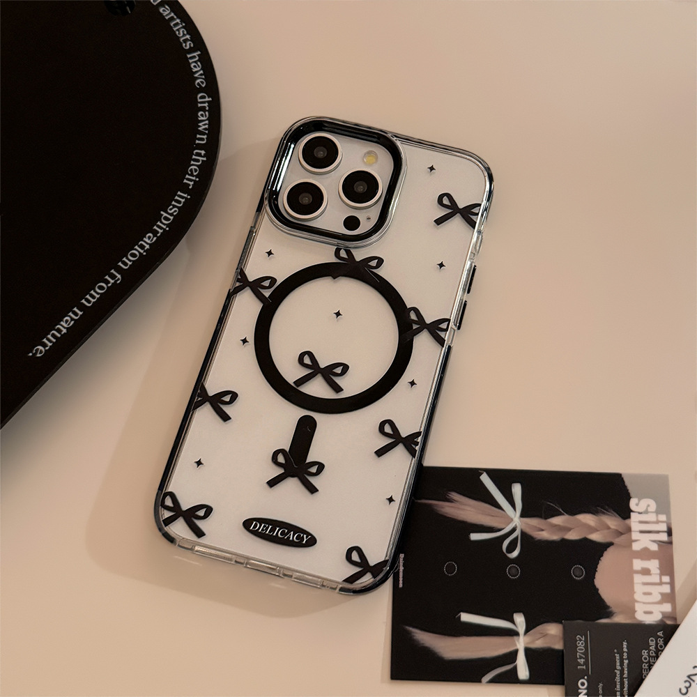 Black Bowknot Magnetic Case Transparent