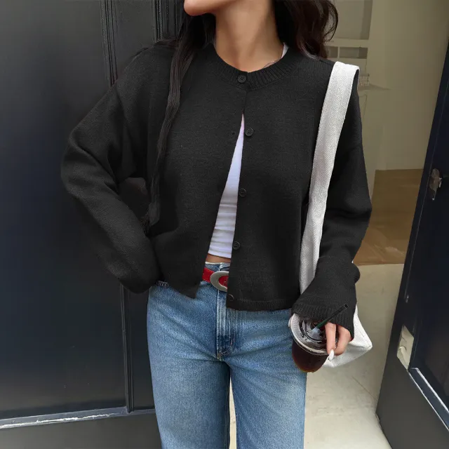 Fashion Solid Color Buttons Jacket For Women Black - Shop at LoveMi