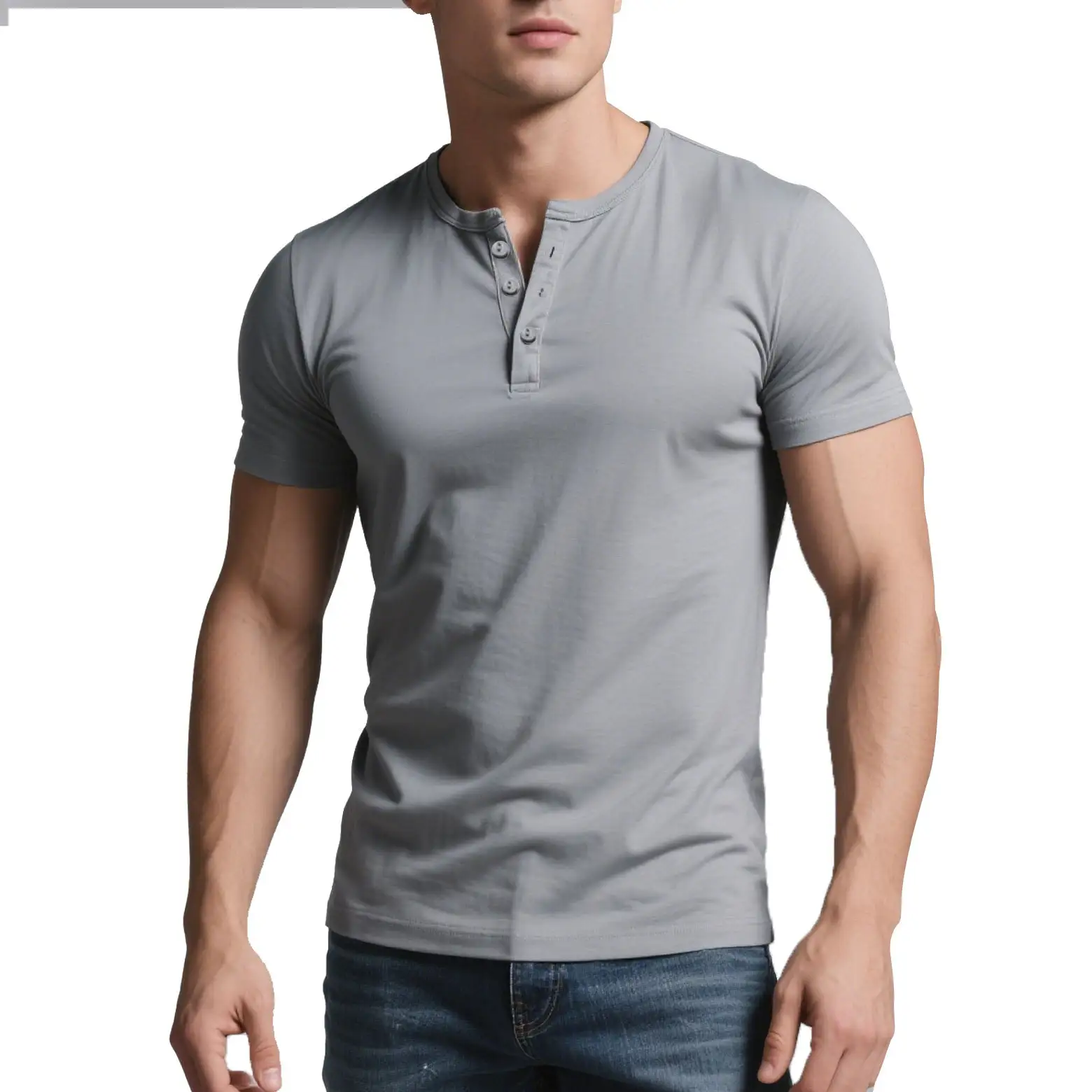Mens Solid-Color Casual Crew-Neck Short-Sleeve