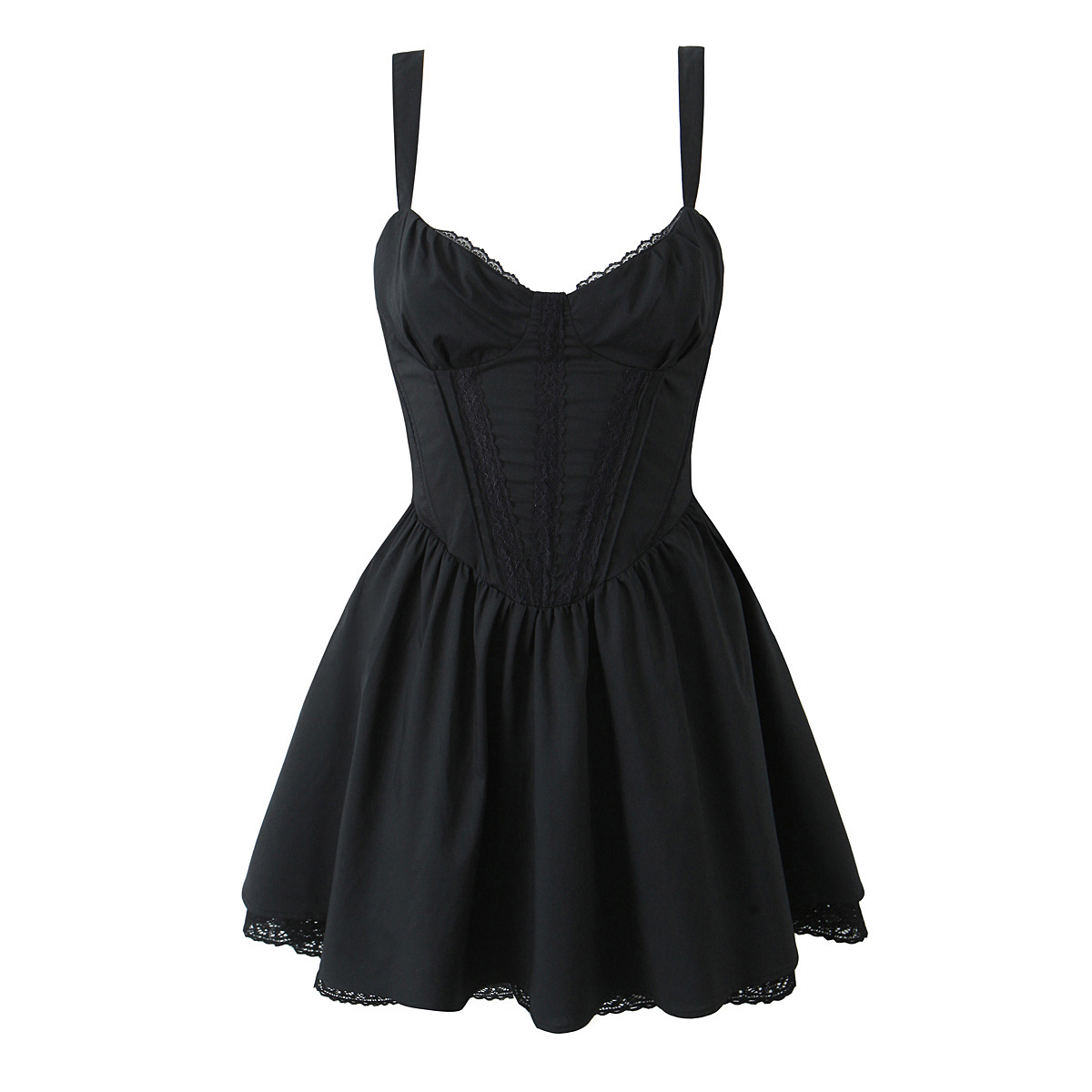 Womens Lace-trimmed Strap Casual Dress product image