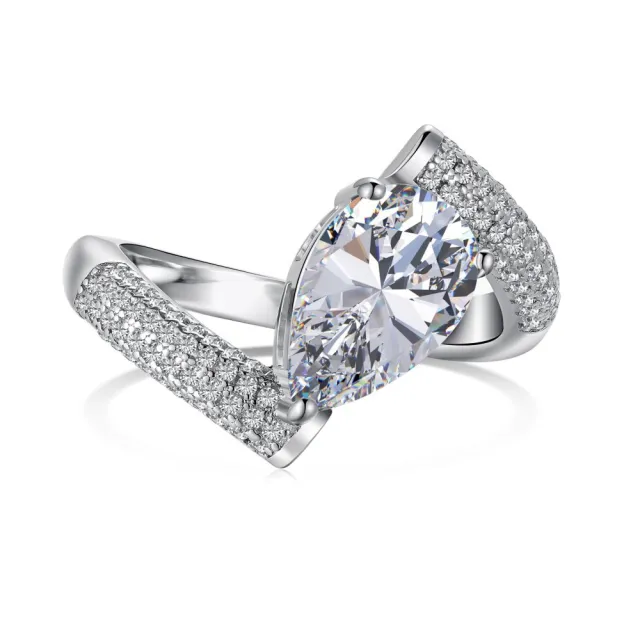 S925 Sterling Silver Ring Inlaid With Water Drop Zircon Dy120730 - Shop at LoveMi