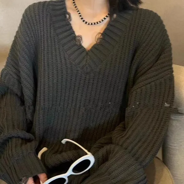 Pullover Sweater Autumn And Winter New Knitwear Sweater Dark Gray - Shop at LoveMi