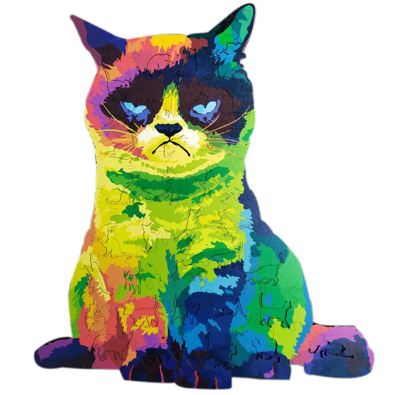 Irregular Rainbow Cat Uncomfortable Wooden Puzzle Board