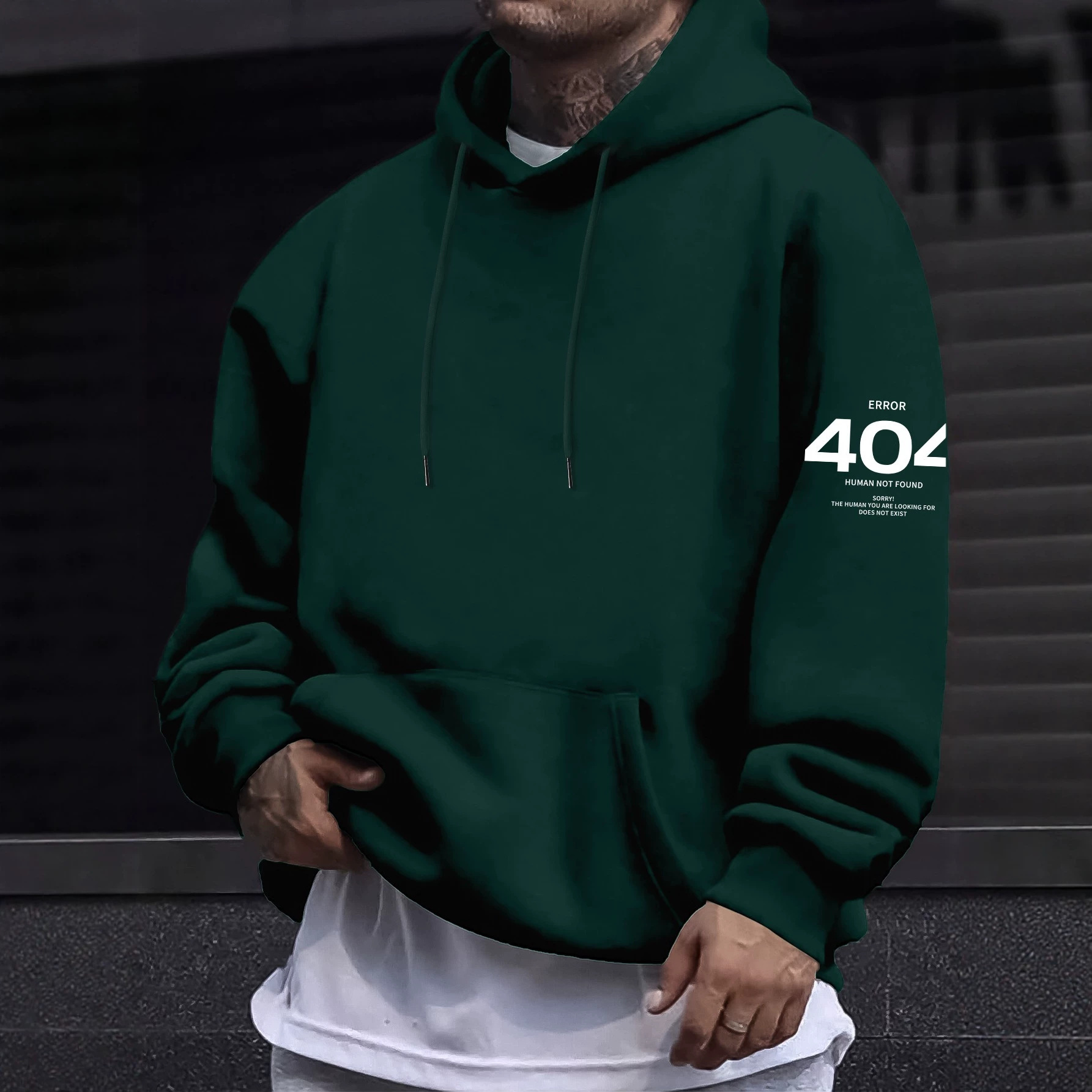 Men's Fashionable And Loose 404 ERROR Printed Hoodie