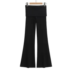 High Waist Casual Air Straight-leg Pants Slimming Straight Nude Feel Loose Wide Leg Pants - Black - View 1