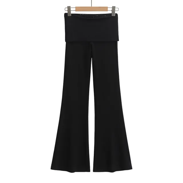 High Waist Casual Air Straight leg Pants Slimming Straight Nude Feel Loose Wide Leg Pants Black - Shop at LoveMi