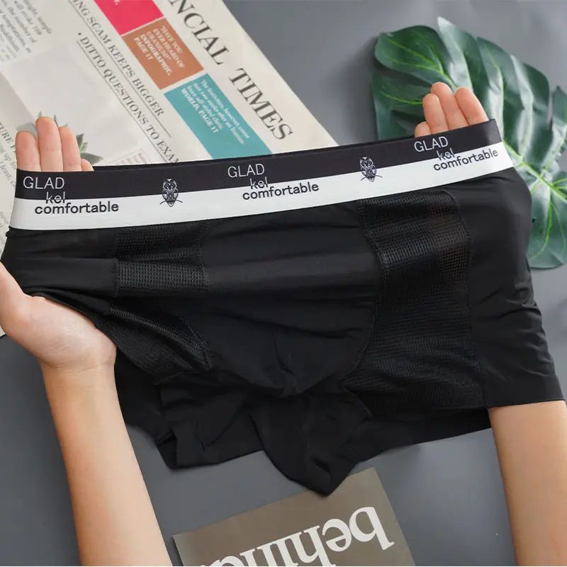 Ice Silk Thin Mesh Breathable Traceless Boxer