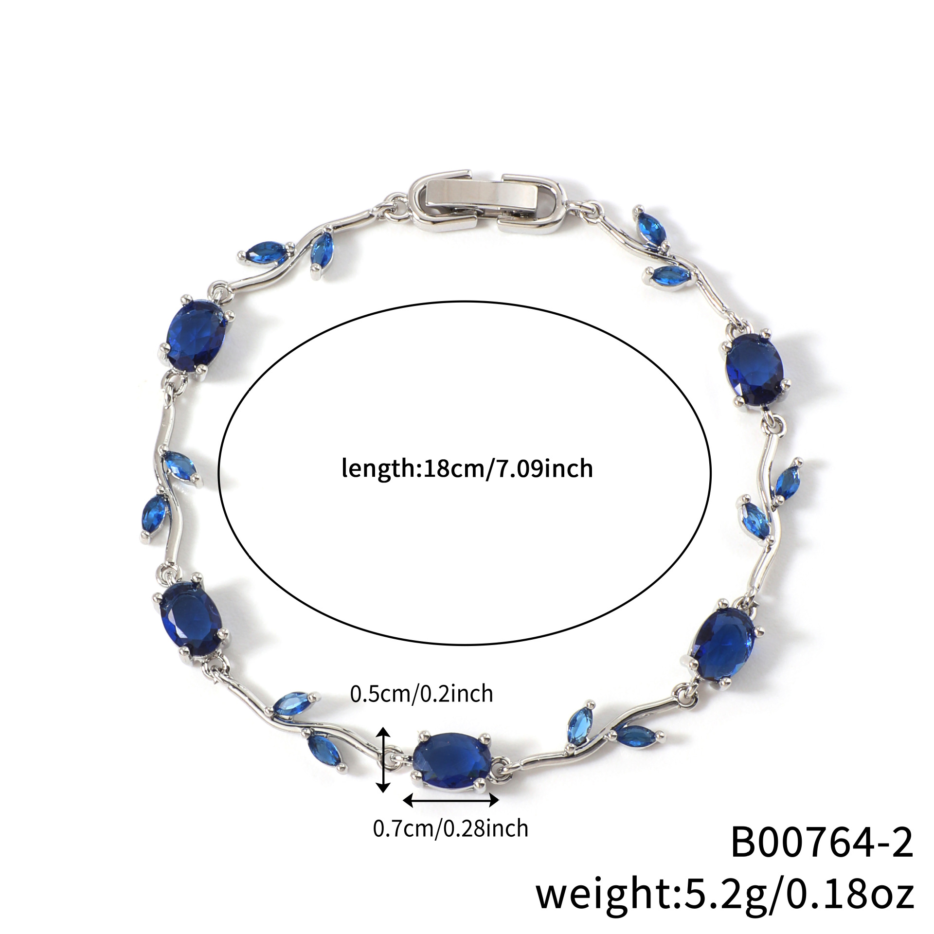 Womens Colorful Leaf Elliptical Geometric Zircon Bracelet