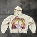 Athletic-style Zip-up Hoodie With Letter Graffiti Print view 4