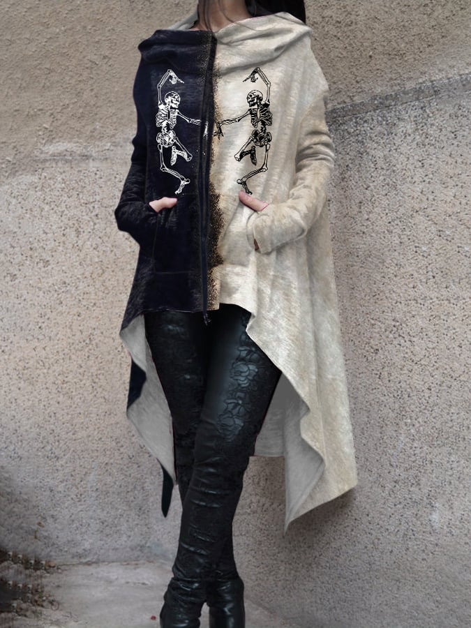 Womens Long Trench Coat With Long Sleeves And A Hooded Sweatshirt