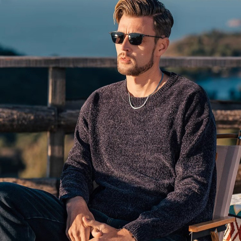 $18.87 Men's Single-layer Fleece-lined Round Neck Pullover Sweater