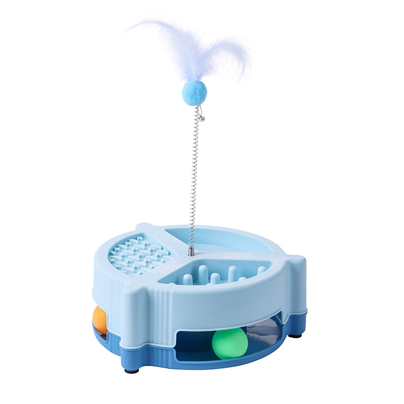 Toy Self-entertainment Boredom-busting Interactive Toy Slow-feeding Bowl For Cats 23.5x9.4cm Blue
