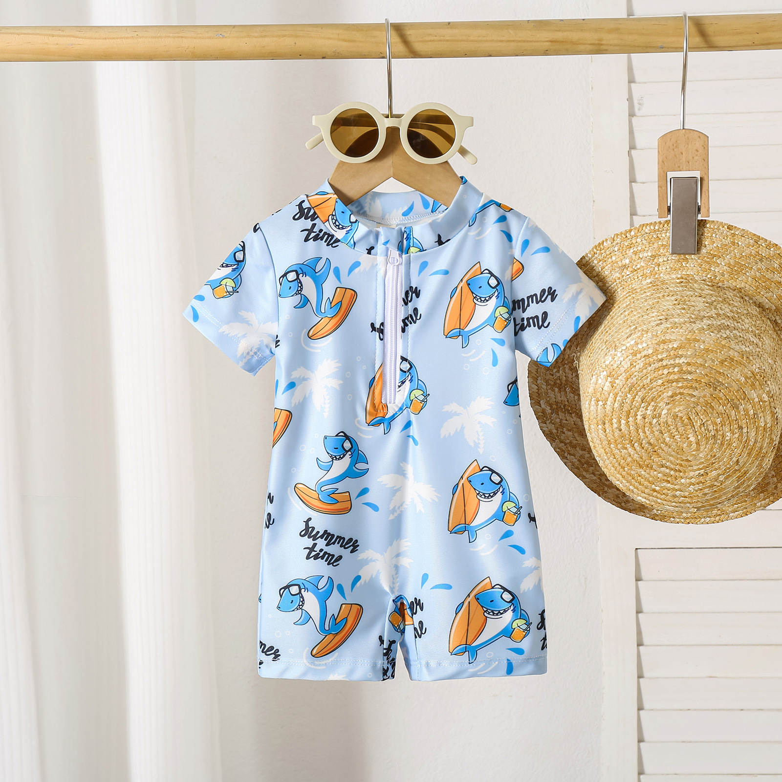 Thin Boys' Shark Print Swimsuit