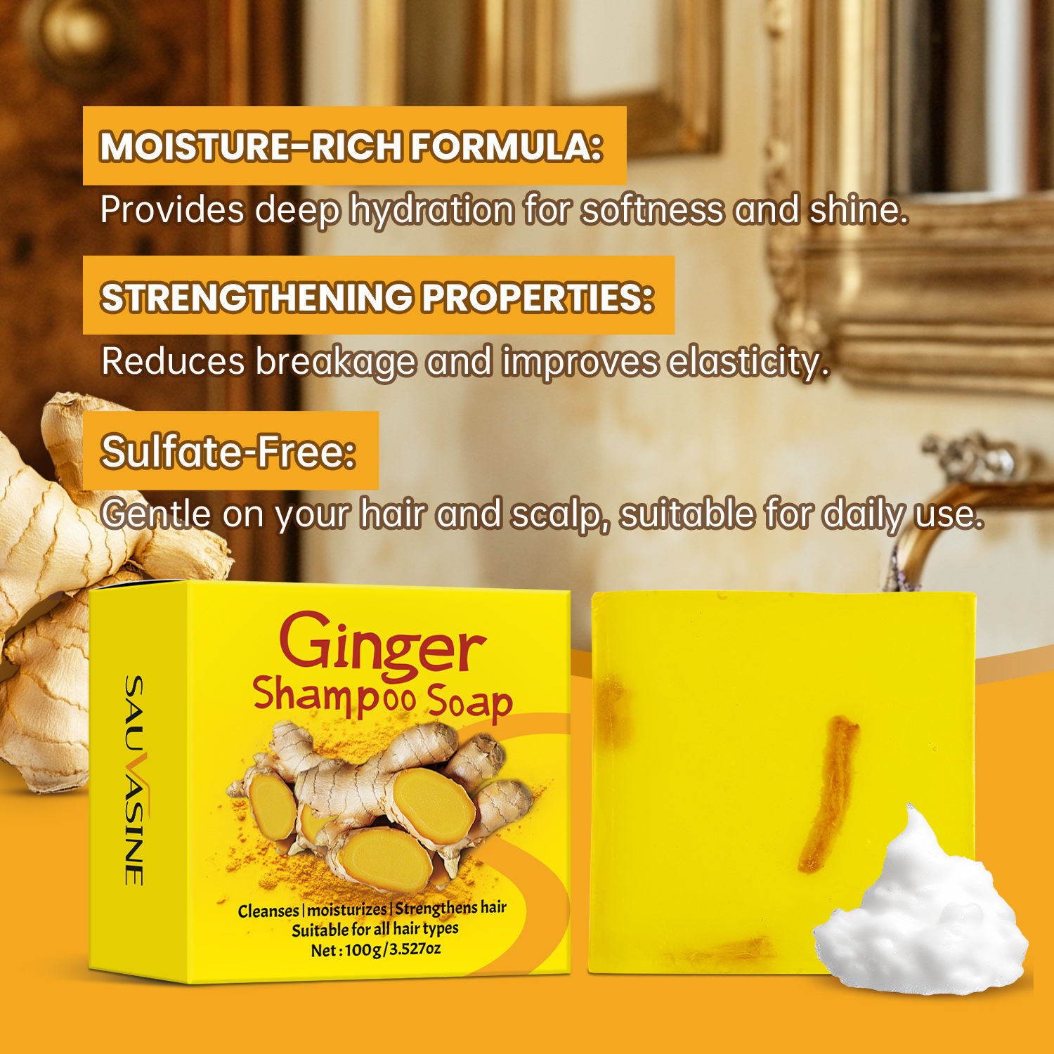 Title 9, Ginger Shampoo Soap Hair Care