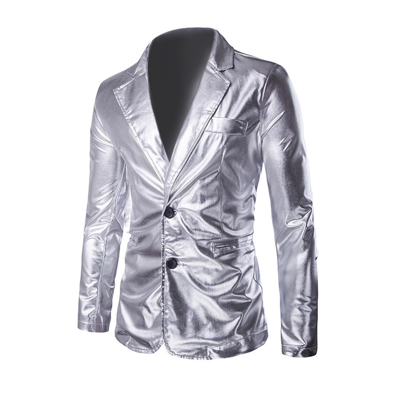 Gold-stamped High-gloss Suit Mens Jacket
