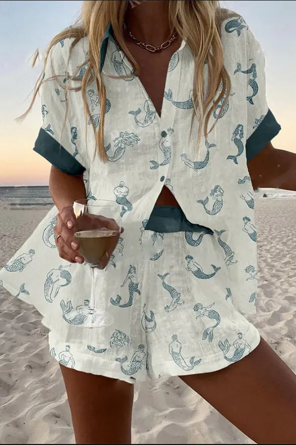 Digital Printing Top Women's Suit Two piece Set Mcs01121 - Shop at LoveMi