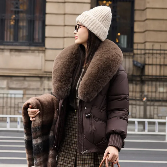 Large Size Straight Thickened Cotton padded Coat Brown - Shop at LoveMi