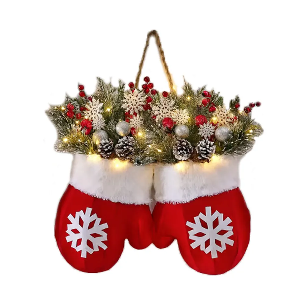 Christmas Garland Creative Glove Shaped Simulated Flower Wreath Window Door Gate Decoration Door Sign Xmas Party Decoration – image 6