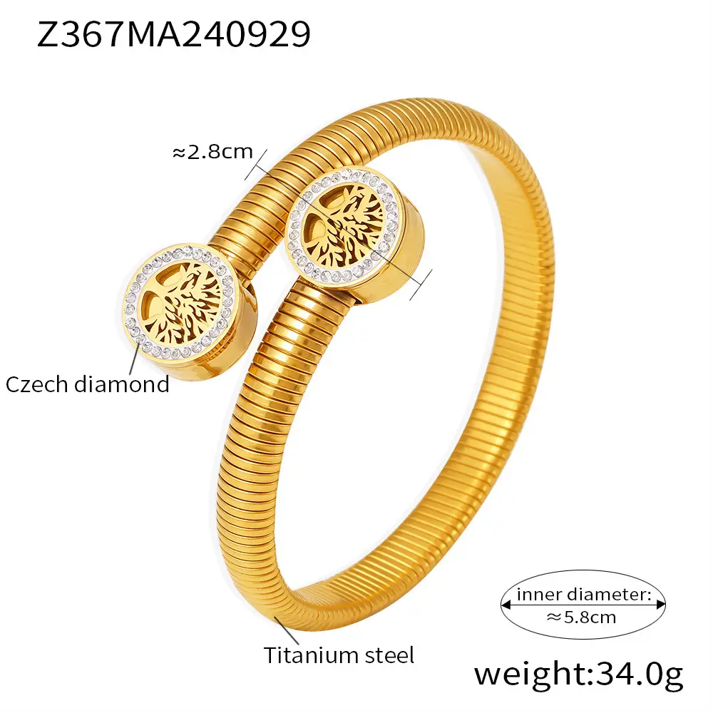 European And American Lucky Tree Rhinestone Thread Open-ended Bracelet