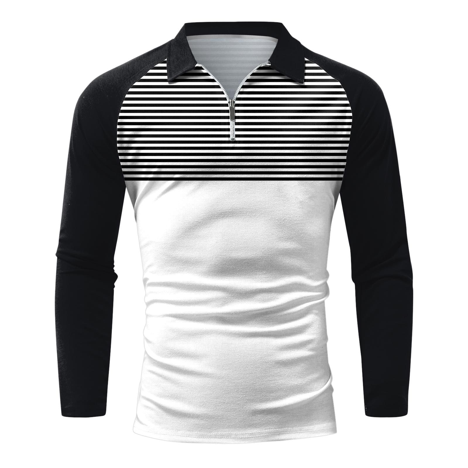 Men's Striped Raglan Shirt Printed Long Sleeve T-shirt
