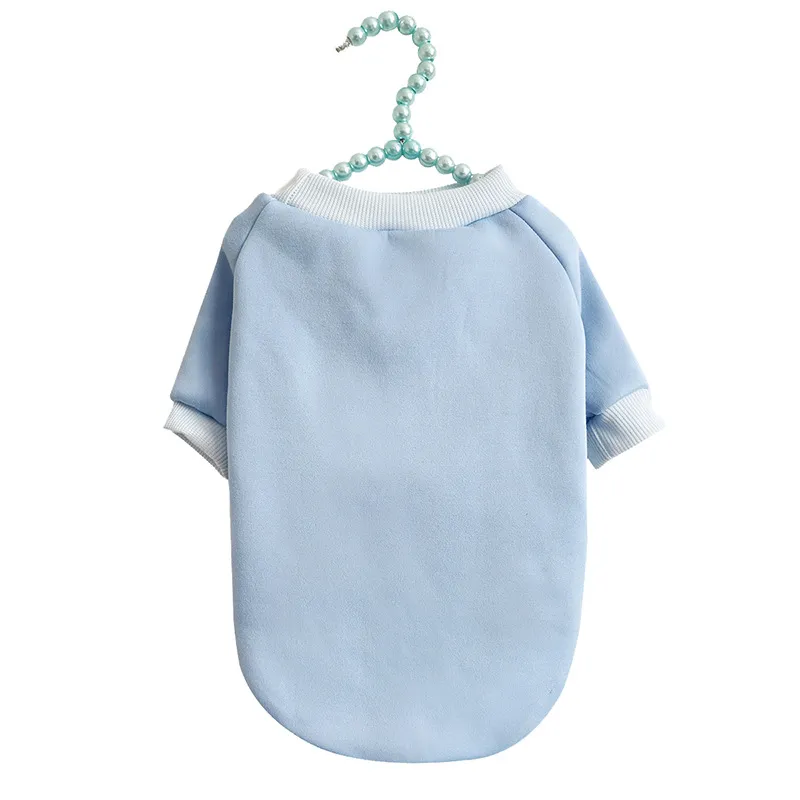 Pet Sweater Breathable Warm With Velvet Dog Clothes - Blue