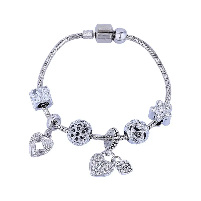 Charity Sparkling Diamond-Encrusted Rose Gold Beaded Hollow Carved Bracelet
