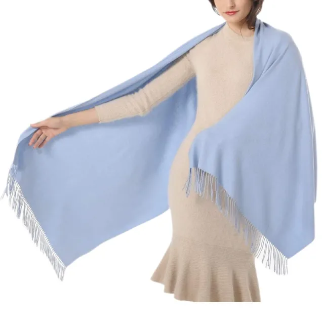 Women's Cashmere Shawl Solid Color Scarf Sky Blue - Shop at LoveMi