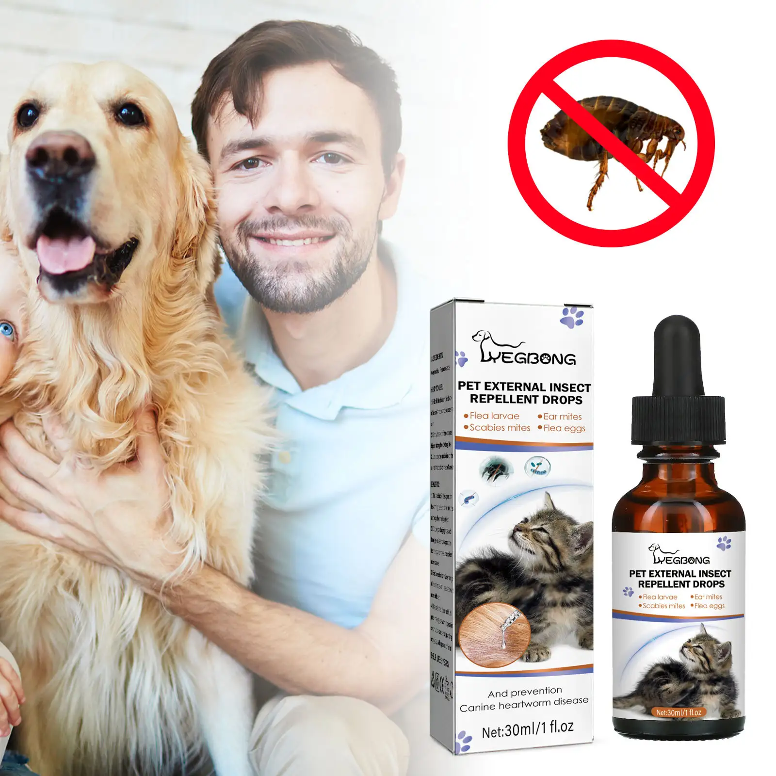 Dog Cat Drops Spray Cleaning Remove Lice Tick Flea
