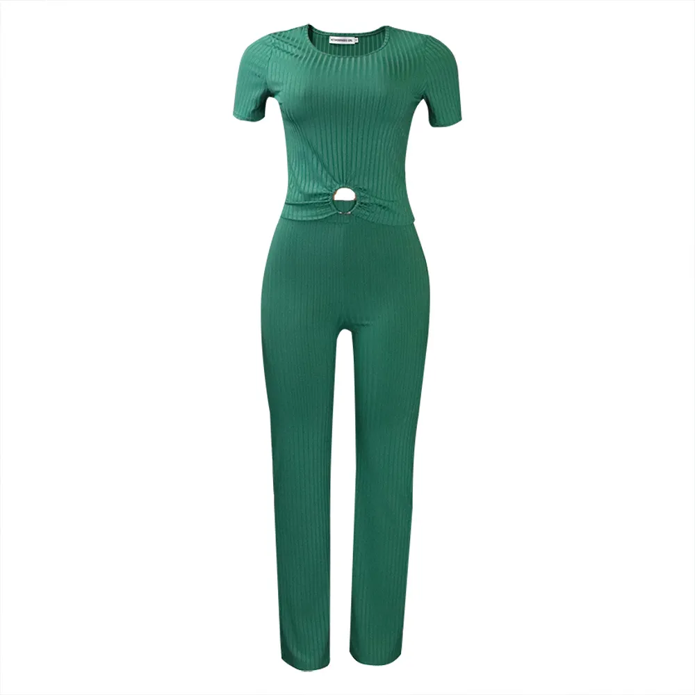 Solid Colour Casual Suit For Women - Green