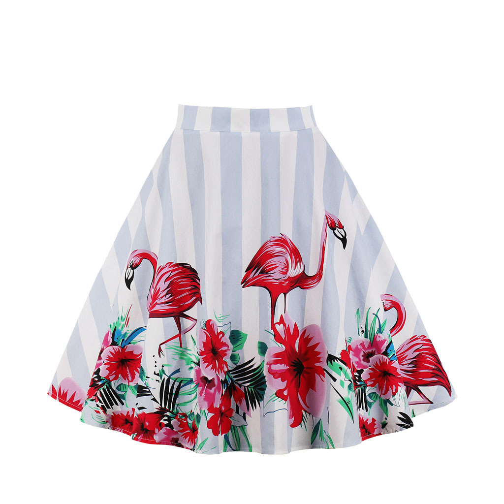 Title 12, A-line skirt featuring a rose flower and animal...