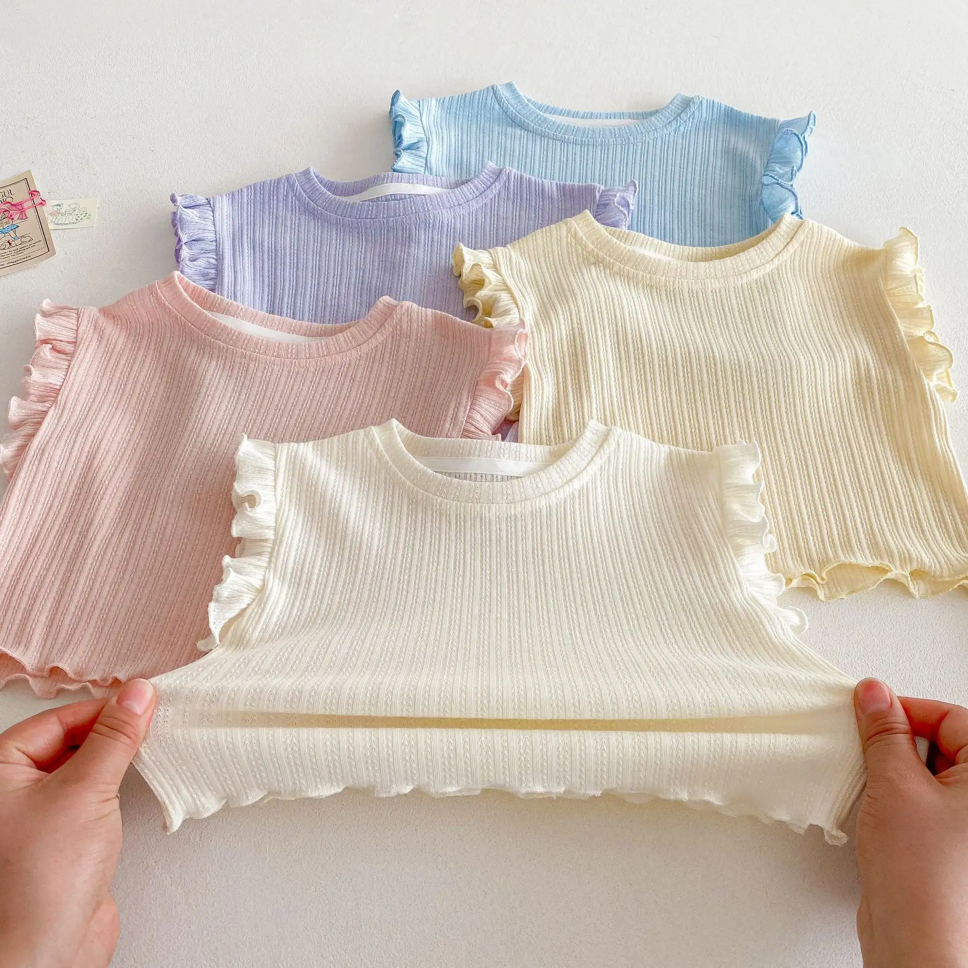 Wooden Ear Vest Baby Fashionable Korean Style Shorts Fashion Two-piece Suit