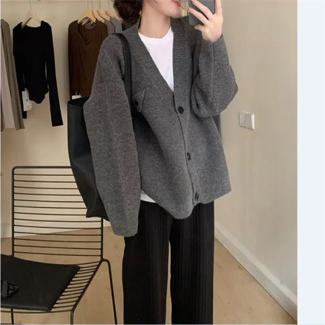 Loose Solid Color Outerwear Top For Women Gray - Shop at LoveMi