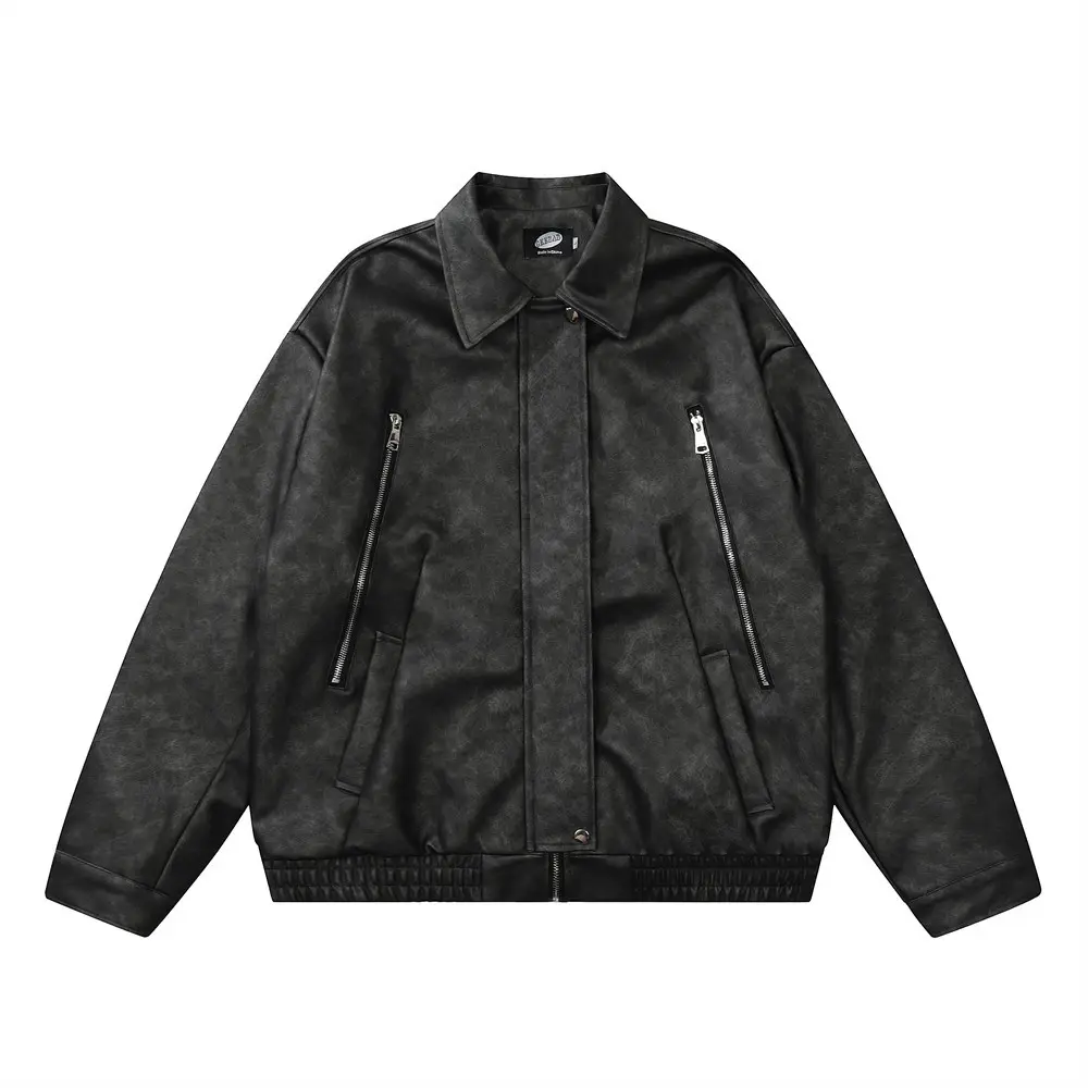 Men's FallWinter Loose Casual Leather Clothing Coat
