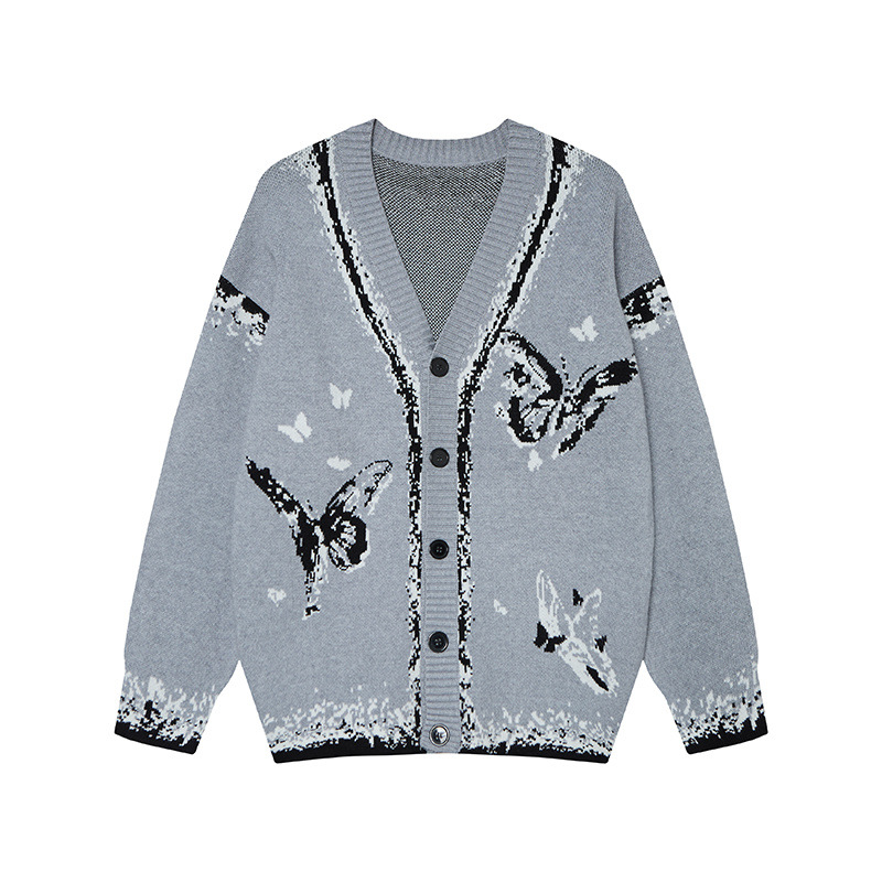 American Retro Niche High-Street Button-Up Cardigan Sweater For Women