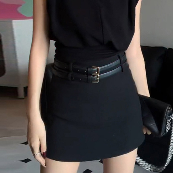 Goddess Temperament Sleeveless V-neck Shirt Skirt Two-piece Suit