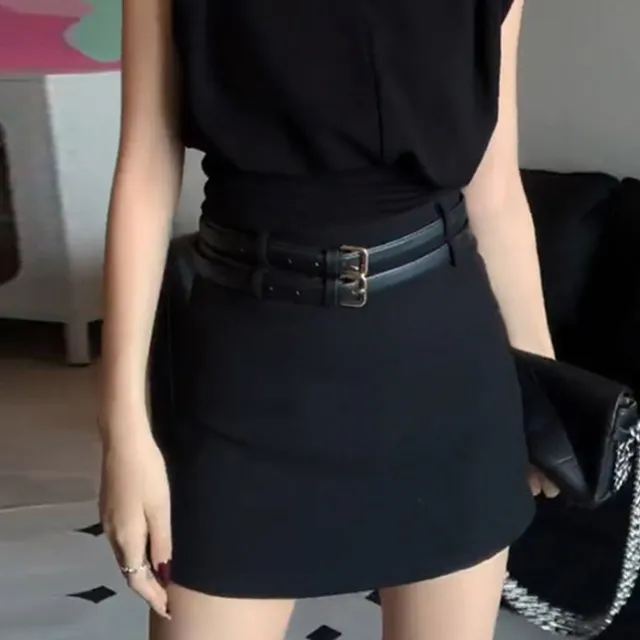Goddess Temperament Sleeveless V neck Shirt Skirt Two piece Suit Skirt With 2 Belts Xl - Shop at LoveMi