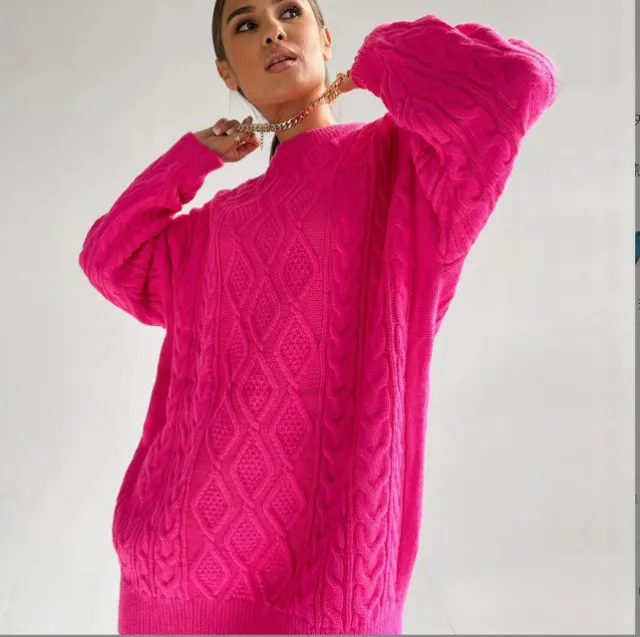 Round Neck Hip Twist Casual Loose Dress Sweater Red - Shop at LoveMi