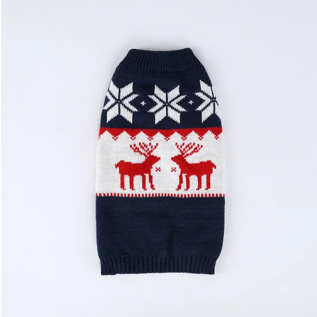 Fashion Personalized Christmas Dog Knitted Sweater Navy Blue - Shop at LoveMi