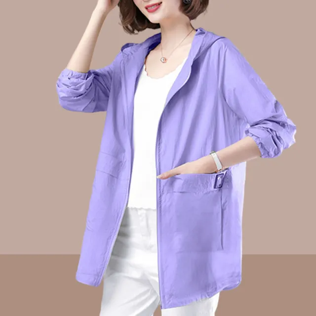 New Mid length Loose fitting Plus size Sun protective UV blocking Jacket For Women Purple - Shop at LoveMi
