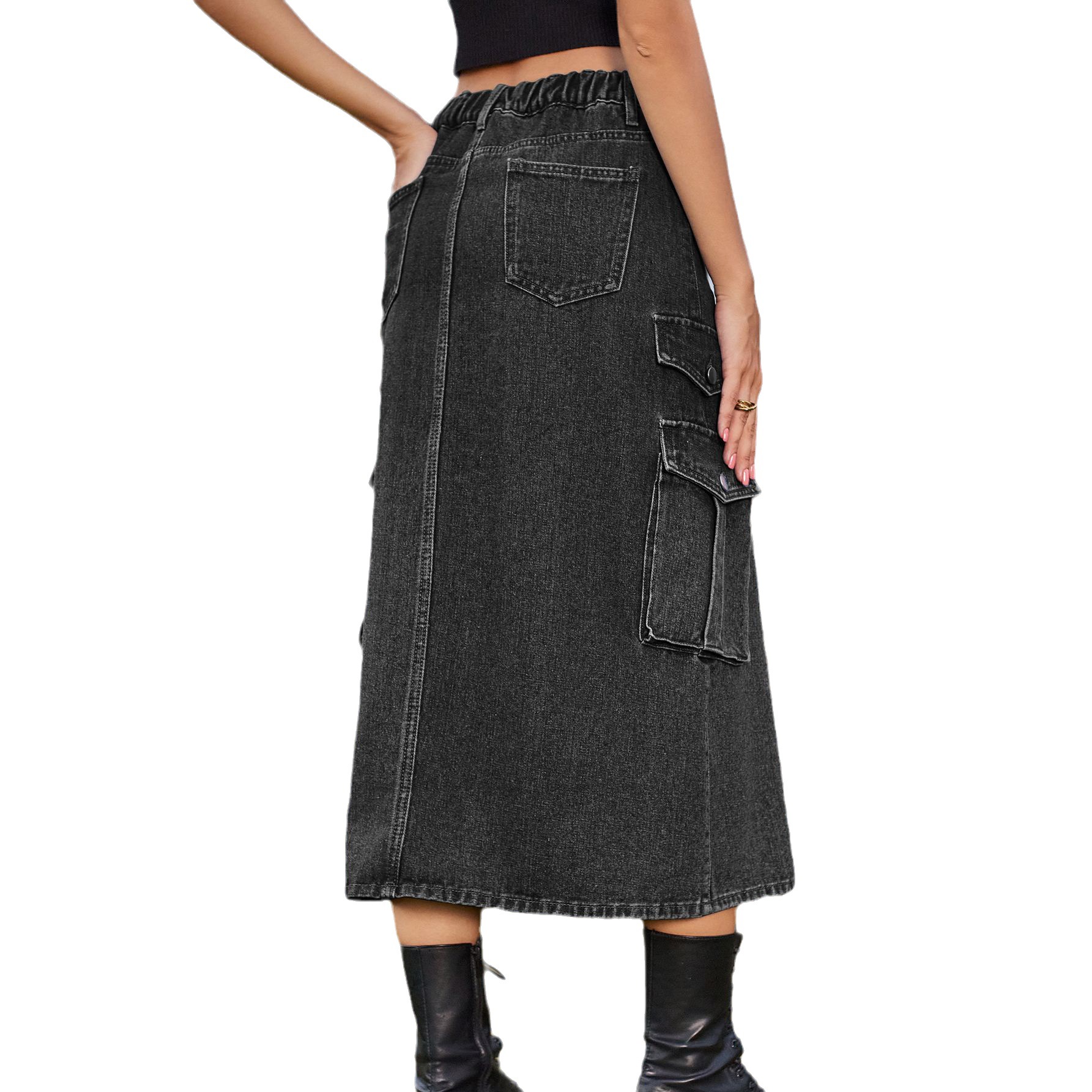 Women's Denim Cargo Pants Casual Skirt - Image 6