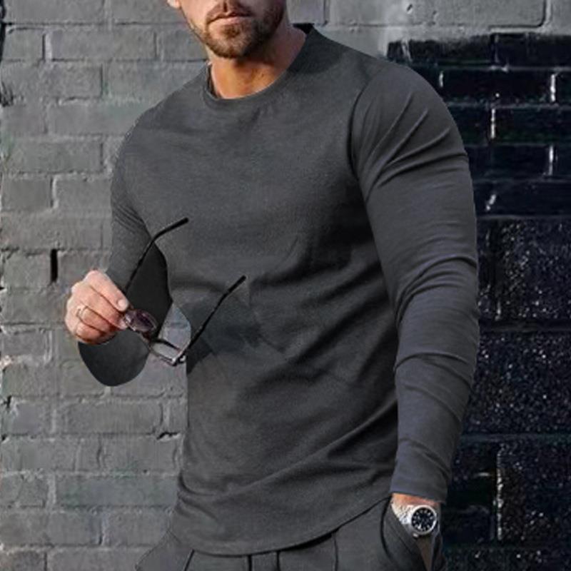 Title 10, Mens long-sleeved solid color top, trendy loos...