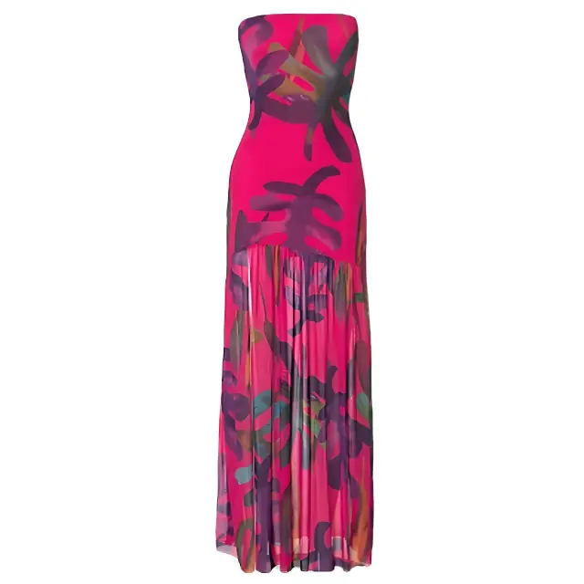 Sexy Tube Top Backless Mesh Dress Rose Red - Shop at LoveMi