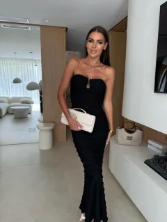 Sexy Slim Strapless Bodycon Party Dress - Black - View 1