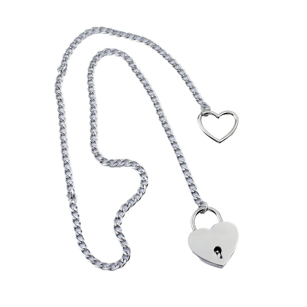 Women's Heart-shape Lock Necklace Stainless Steel Plating Silver