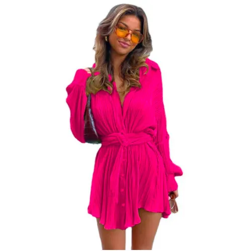 Lapel Cardigan Long Sleeve Top Waist tight Ladies Red - Shop at LoveMi