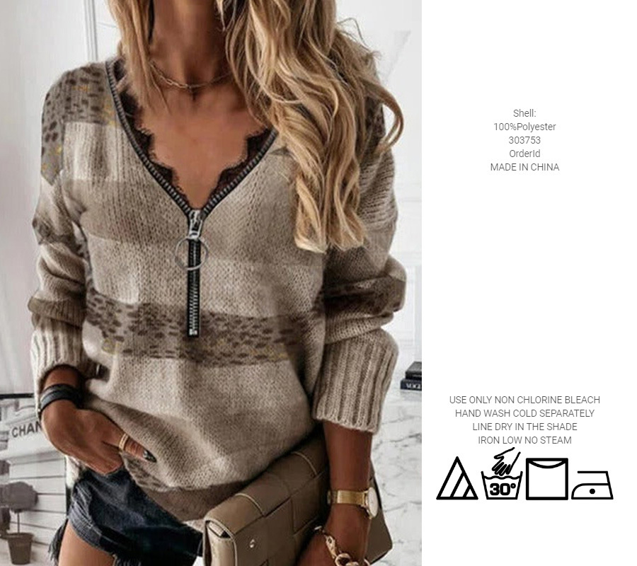 Title 2, Autumn And Winter Stitching Striped Sweater Top