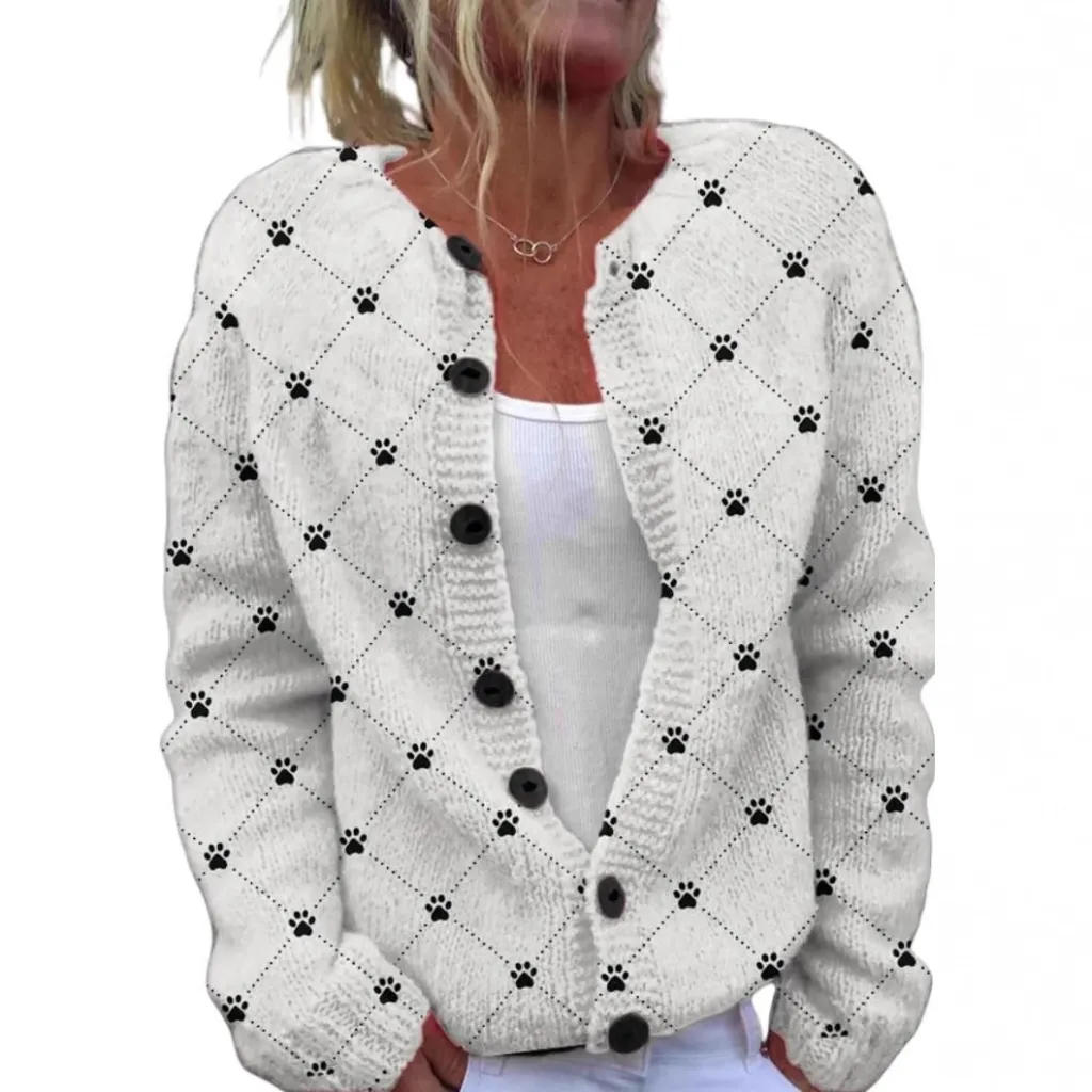 3D Digital Printing Cardigan Knitted Coat Women's Clothing - Hwj 50328213906-Xl